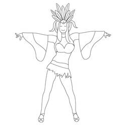 Zeichnungen zum Ausmalen: Brasilianischer Samba-Tänzer - Kostenlose Malvorlagen zum Ausdrucken