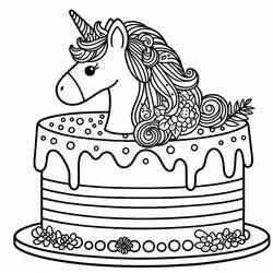 Malvorlage: Einhorn-Kuchen (Essen und Ernährung) #212733 - Kostenlose Malvorlagen zum Ausdrucken