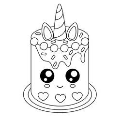 Malvorlage: Einhorn-Kuchen (Essen und Ernährung) #212765 - Kostenlose Malvorlagen zum Ausdrucken