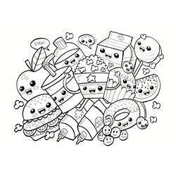 Zeichnungen zum Ausmalen: Kawaii Essen - Kostenlose Malvorlagen zum Ausdrucken