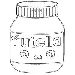 Zeichnungen zum Ausmalen: Kawaii Nutella - Kostenlose Malvorlagen zum Ausdrucken
