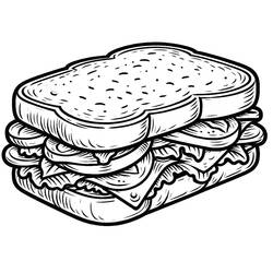 Zeichnungen zum Ausmalen: Sandwich - Kostenlose Malvorlagen zum Ausdrucken