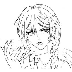 Zeichnungen zum Ausmalen: Wednesday Addams - Kostenlose Malvorlagen zum Ausdrucken