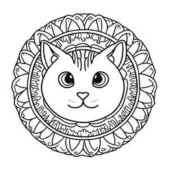 Zeichnungen zum Ausmalen: Katzen-Mandalas - Kostenlose Malvorlagen zum Ausdrucken