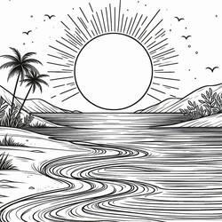 Malvorlage: Sonnenuntergang (Natur und Jahreszeiten) #216031 - Kostenlose Malvorlagen zum Ausdrucken