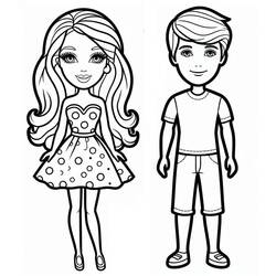 Zeichnungen zum Ausmalen: Barbie und Ken - Kostenlose Malvorlagen zum Ausdrucken