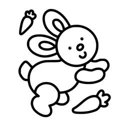 Malvorlage Hase läuft mit Karotten