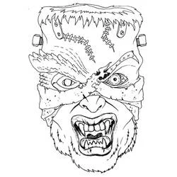 Malvorlage Frankenstein-ähnlicher Monsterkopf mit Narben