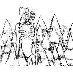 Malvorlage Siren Head steht im Wald