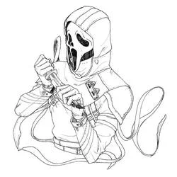 Malvorlage Ghostface mit einem Messer