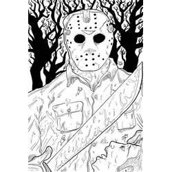 Malvorlage Jason Voorhees mit einer Machete im Wald
