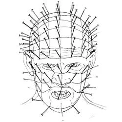 Malvorlage Pinhead mit nagelübersätem Gesicht