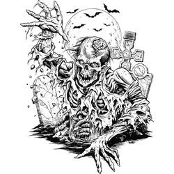 Malvorlage Zombie steigt aus einem Grab