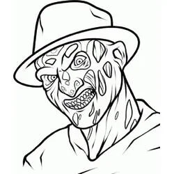 Malvorlage Freddy Krueger vernarbtes Gesicht