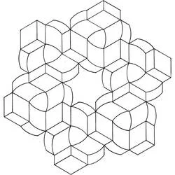 Malvorlage Geometrisches Würfelmuster optische Täuschung