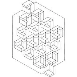 Malvorlage Sternförmige Würfel-Illusion im Sechseck