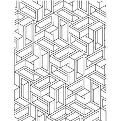 Malvorlage Geometrisches Würfelmuster als optische Täuschung