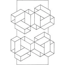 Malvorlage Optische Täuschung geometrisches Würfelmuster