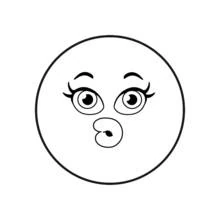 Malvorlage Smiley mit herzförmigem Mund