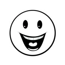 Malvorlage Smiley lacht mit weit geöffnetem Mund