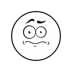 Malvorlage Smiley mit besorgtem Gesichtsausdruck