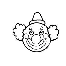 Malvorlage Smiley Clowngesicht mit lockigem Haar