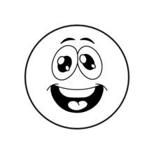 Malvorlage Smiley mit großen Augen und breitem Grinsen