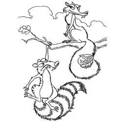Malvorlage Scrat und Scratte auf einem Ast