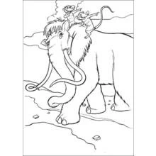 Malvorlage Manny das Mammut trägt zwei Opossums