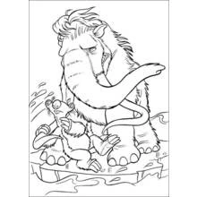 Malvorlage Manny und Scrat auf einem Eisblock