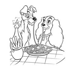 Lady und the Tramp - Kostenlose Ausmalbilder zum Ausdrucken