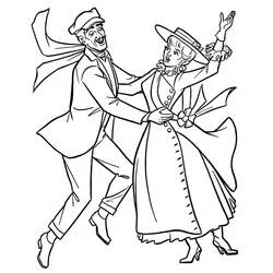 Malvorlage Bert und Mary Poppins beim gemeinsamen Tanzen