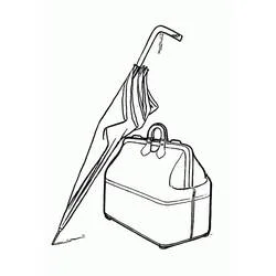 Malvorlage Mary Poppins Regenschirm und Reisetasche