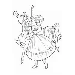 Malvorlage Mary Poppins auf einem Karussellpferd