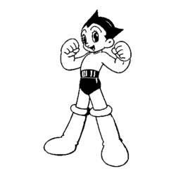 Malvorlage Astro Boy mit erhobenen Fäusten