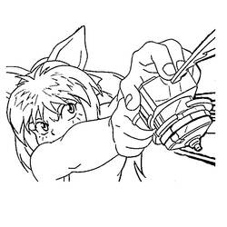 Malvorlage Beyblade wird von einem jungen Spieler gestartet