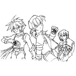 Malvorlage Beyblade Trio junger Kämpfer zusammen stehend