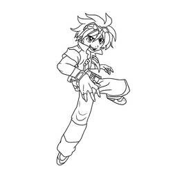 Malvorlage Beyblade Junge in dynamischer Actionpose