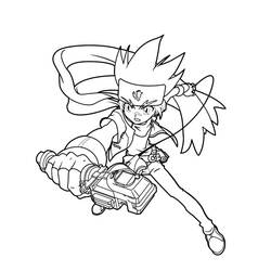 Malvorlage Gingka schleudert seinen Beyblade in Aktion