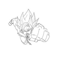 Malvorlage Goku fliegt mit einem Faustschlag nach vorne