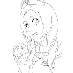 Malvorlage Orihime Inoue hält einen Cupcake Malvorlage Orihime Inoue hält einen Cupcake