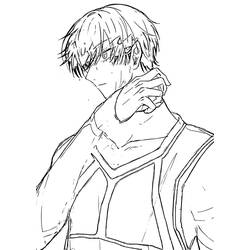 Malvorlage Rin Itoshi mit Hand am Nacken