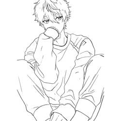 Malvorlage Seishiro Nagi sitzend in einem weiten Pullover