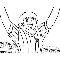 Malvorlage Captain Tsubasa jubelt mit erhobenen Armen