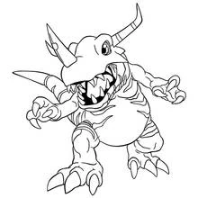 Malvorlage Greymon brüllt mit erhobenen Klauen