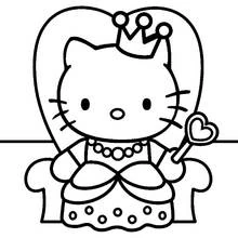 Malvorlage Hello Kitty Prinzessin auf ihrem Thron