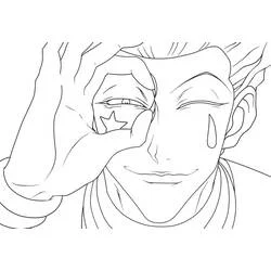 Malvorlage Hisoka mit Hand und Stern über dem Auge