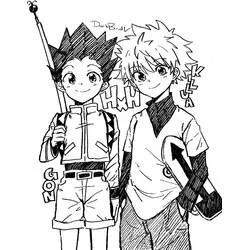 Malvorlage Gon und Killua nebeneinander