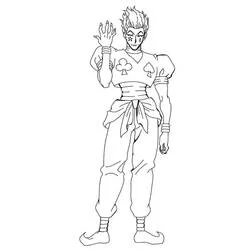 Malvorlage Hisoka steht mit erhobener Hand