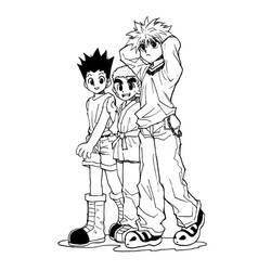 Malvorlage Gon, Leorio und Killua stehen zusammen